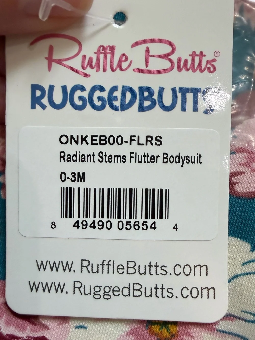 NWT RuffleButts Floral Radiant Stems Long Sleeve Ruffled Bodysuit, Girls 0-3M
